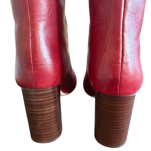 Loeffler Randall Goldy Leather Knee High Boots Block Heels Statement Red Sz 8.5B - Picture 8 of 11